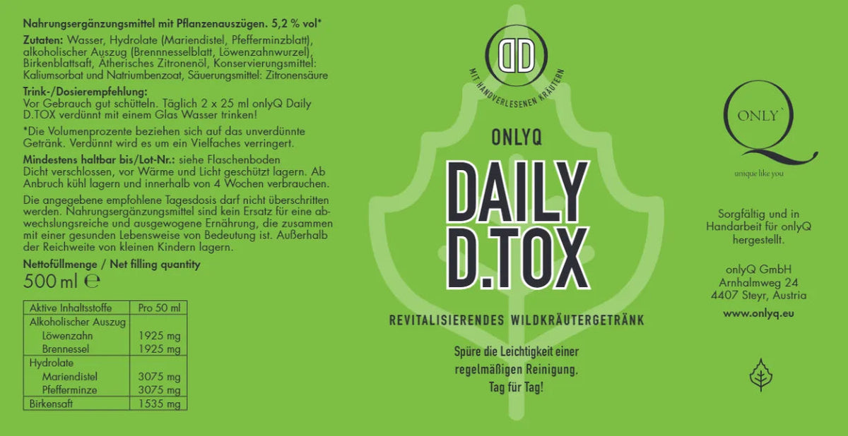 Etikett Daily D.Tox, 500ml
